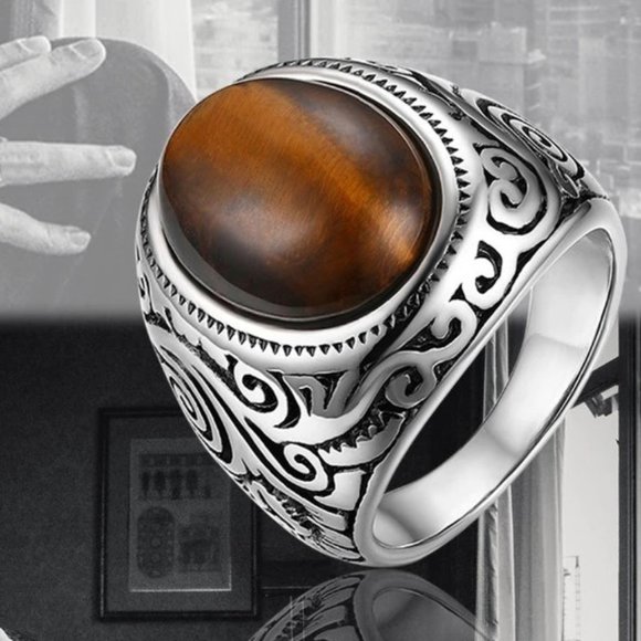 FERNANDO STYLE Tiger Eye Stainless Steel Ring - Picture 3 of 3